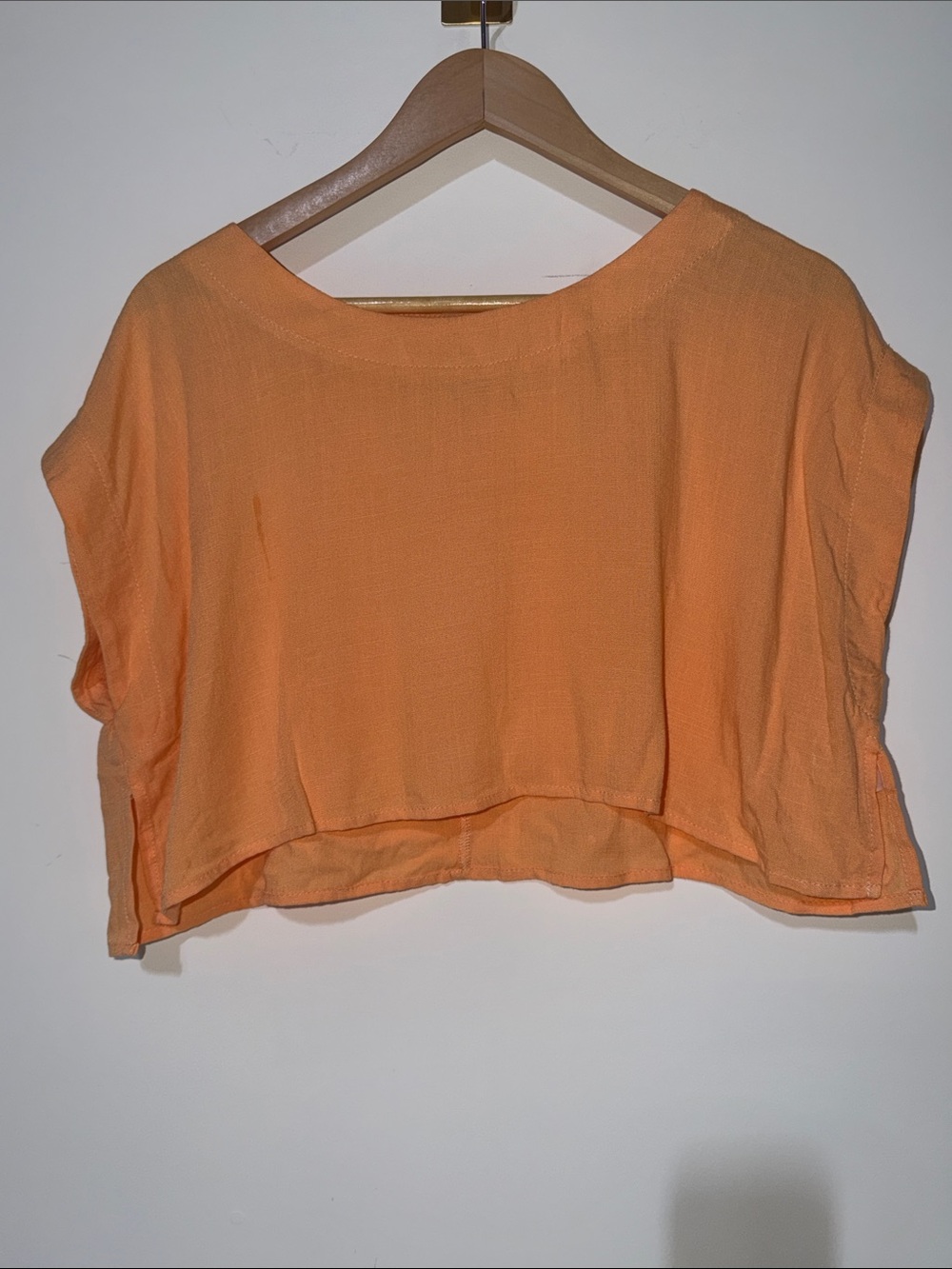 Hunter & Brown Lightweight Crop Top in Peach Orange - Women size large NWOT